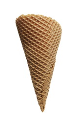 Empty ice cream cone isolated on white  