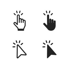 Click cursor. Arrow vector icon. Pointer vector. Simple style. Hand Pressing.