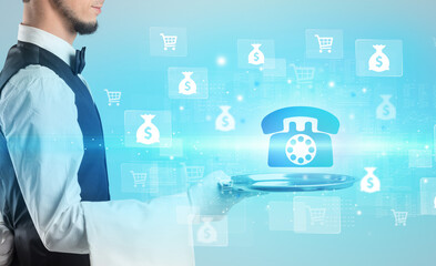 Waiter serving business idea concept