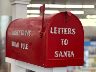 Red mailbox for letters to santa