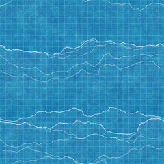 Seamless bright blue blueprint pattern for textile and print. High quality illustration. Technical engineering blue-print draft design. Graphic motif for background, wallpaper, or surface design print