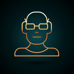 Gold line Poor eyesight and corrected vision with optical glasses icon isolated on dark blue background. Vector