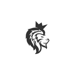Lion head with crown Illustration template icon