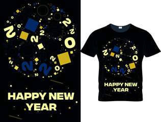Colorful new year fashion wear t-shirt design 2022 black