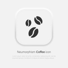 Coffee beans vector icon in trendy neumorphism style. Vector EPS 10