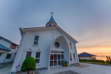 丸尾教会　上五島　朝焼け