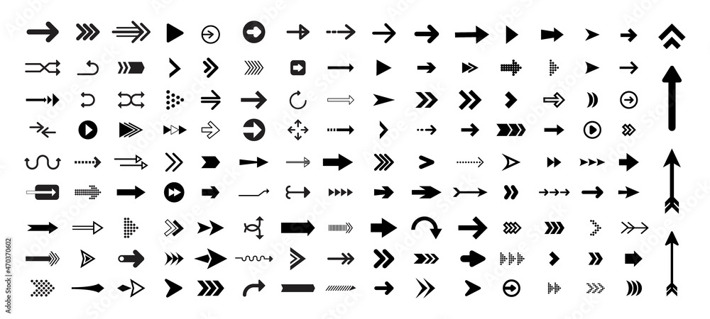 Poster arrow icons set. arrow collection. simple arrow big set. vector illustration of arrow icons set.