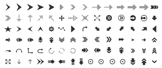 Arrow icons set. Arrow collection. Simple arrow big set. Vector illustration of arrow icons set.