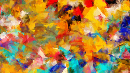 Fototapeta na wymiar Colorful Abstract Background Painting on Canvas with Strokes. Modern Cover Design Texture.