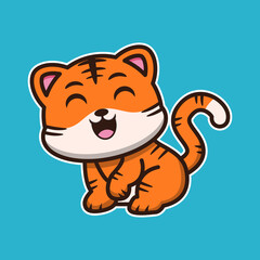 Obraz premium cute tiger . cute animal illustration