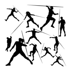  Javelin thrower athlete silhouettes. Good use for symbol, logo,  icon, mascot, sign, or any design you want.