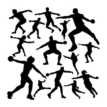 Discus thrower athlete silhouettes. Good use for symbol, logo,  icon, mascot, sign, or any design you want.