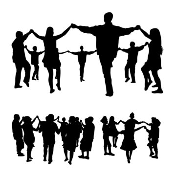 Silhouettes of sardana dancing. Good use for symbol, logo,  icon, mascot, sign, or any design you want.