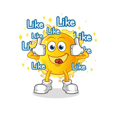 sun give lots of likes. cartoon vector