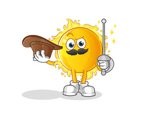 sun fencer character. cartoon mascot vector