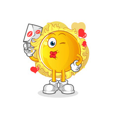 sun hold love letter illustration. character vector