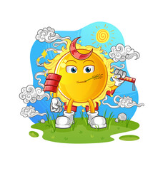 sun samurai cartoon. cartoon mascot vector