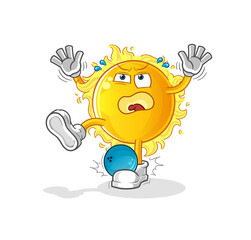 sun hiten by bowling cartoon. cartoon mascot vector