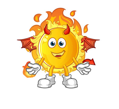 sun demon with wings character. cartoon mascot vector