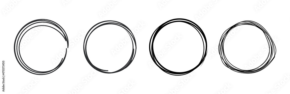 Aufkleber hand-drawn circle line sketch set isolated on transparent background. art design round circular scri