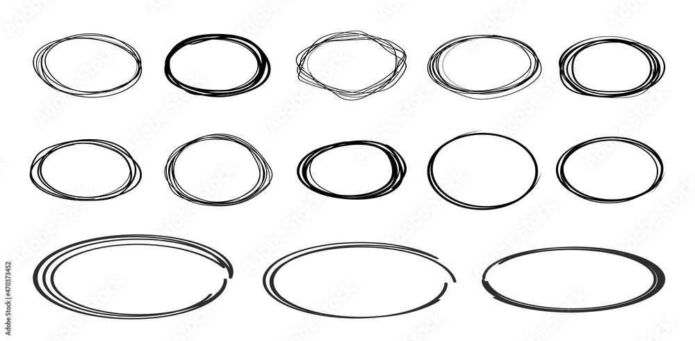 Aufkleber hand drawn circle line sketch set isolated on transparent background. art design round circular scri