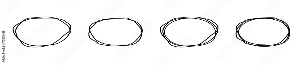 Poster hand drawn circle line sketch set isolated on transparent background. art design round circular scri