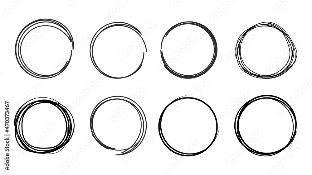 Aufkleber hand drawn circle line sketch set isolated on transparent background. art design round circular scri