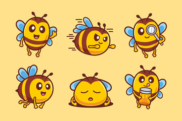 Collection of Cute Bee Cartoon Character