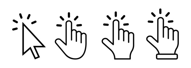 Computer mouse click cursor gray arrow icons set and loading icons. Cursor icon. Mouse click cursor collection. Vector cursors icons click set.