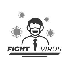 Faceless man (upper body) wearing a mask vector illustration icon. Coronavirus (influenza hay fever etc.) prevention