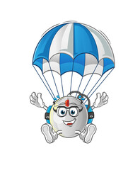 computer mouse skydiving character. cartoon mascot vector