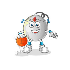 computer mouse dribble basketball character. cartoon mascot vector
