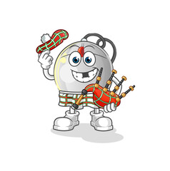 computer mouse scottish with bagpipes vector. cartoon character