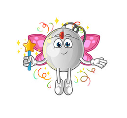 computer mouse fairy with wings and stick. cartoon mascot vector