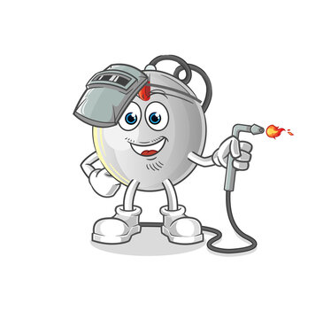 computer mouse welder mascot. cartoon vector