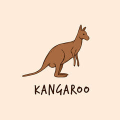 cartoon kangaroo logo hand drawn design