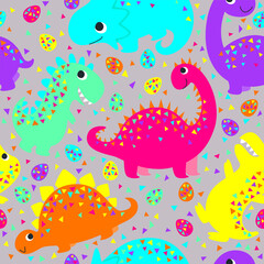 seamless background of colorful dinosaur