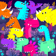 seamless background of colorful dinosaur