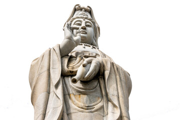 Giant Buddha statue at temple in Kanchanaburi Thailand