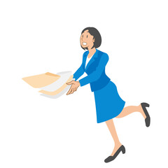 つまづいて資料を落とすビジネスウーマン 