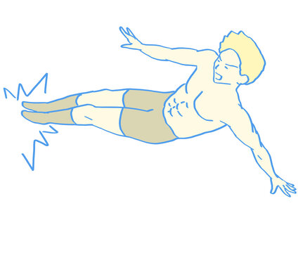 ドロップキックを決める男性