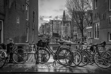 Fototapeta na wymiar Downtown Amsterdam city skyline. Cityscape in Netherlands
