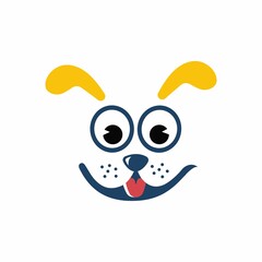 Funny face dog with a smile logo