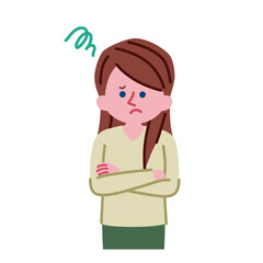 悩んでいる女性のイラスト