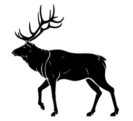 Elk, Winter Animal Side View Silhouette