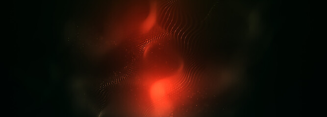 Abstract colorful digital particles wave with bokeh and light background, 3d render wave line dot background, line wave light glowing effect particular background.	