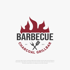 BBQ logo Vintage barbecue emblem. Restaurant labels, emblems, vector logo templates