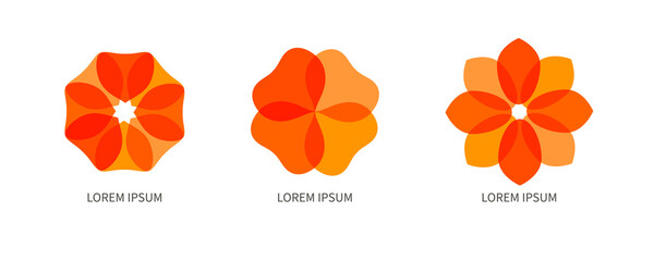 Set of geometric flowers. Logo for beauty salon, cosmetic brand