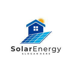 Fototapeta premium Solar house logo vector template, Creative Sun energy logo design concepts