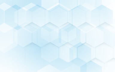 Abstract blue and white hexagon background. Technology and Healthcare concept background. Vector illustration
